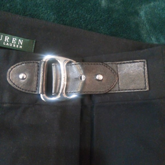 Ralph Lauren Black Pencil Skirt with Buckle Detail, Sz 10 - Picture 7 of 12